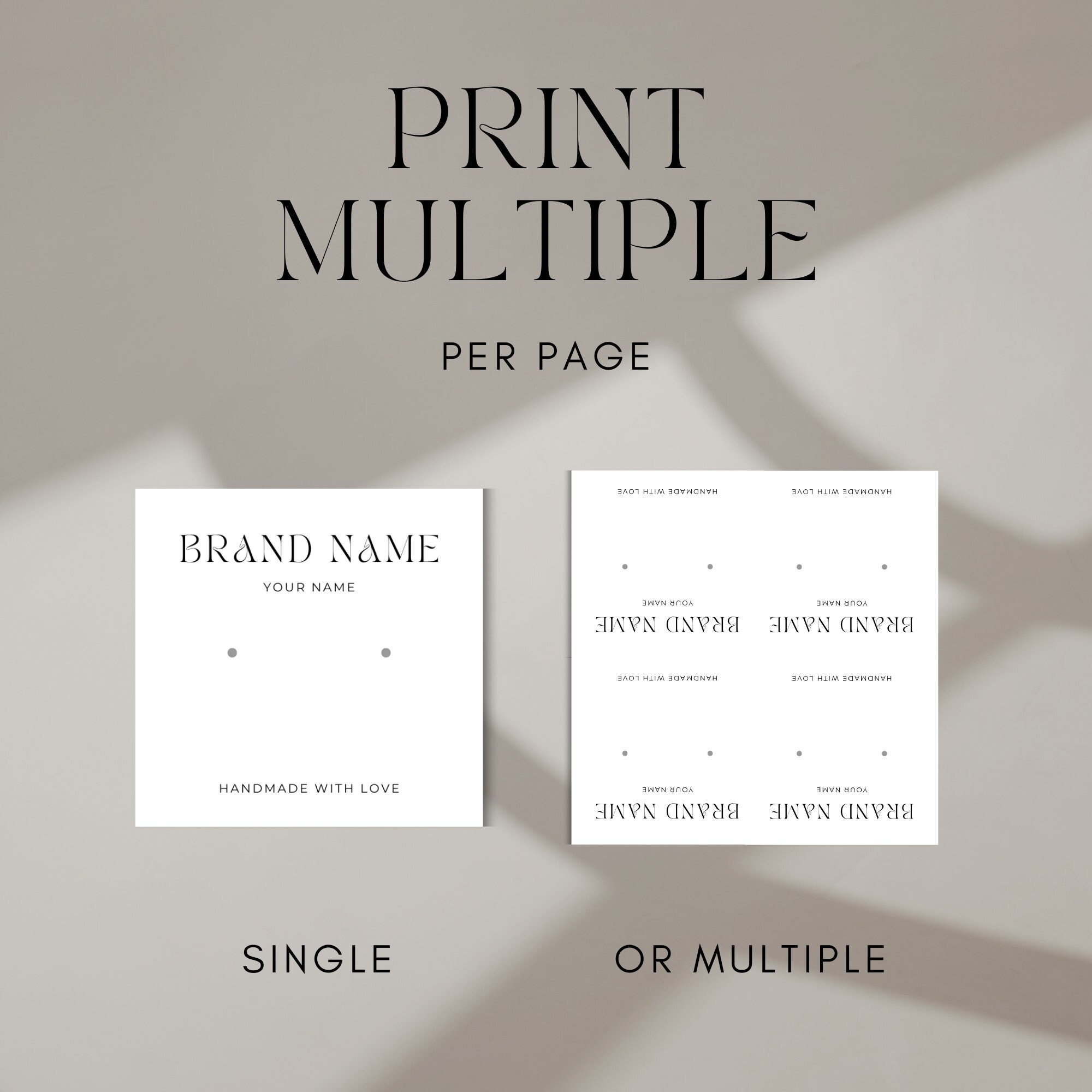 Earring Display Cards Printable, Printable Earring Tag, Editable ...
