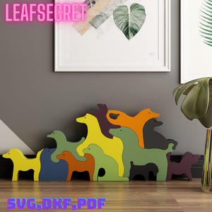 3d-Animal 12 de equilíbrio de madeira animais quebra-cabeça animal quebra-cabeça de madeira Svg, Dxf, Pdf, Eps madeira animal artesanato estátua decoração para casa (DD14)