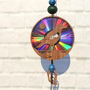 Krähe Vogel Suncatcher,Reflexionskarton,zur Weiterverwendung von DVDs,Cd,Laser Cut,Cnc Vorlagen,SVG,PDF,DXF,Suncatcher Glowforge svg,S105