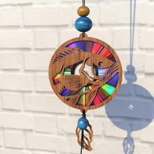 Fisch Tier Suncatcher Svg Cnc Template Suncatcher, Reflektierender Karton, Umwidmung von Dvds, Cd, Laser Cut Datei, Cnc Vorlage, SVG, PDF, DXF, S82