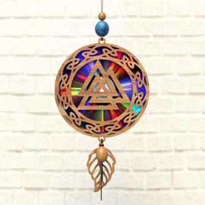Wikinger Valknut Odin SymbolSvg Suncatcher,Reflexionskarton,Repurgebrauchte Dvds,Cd,Laser geschnitten Datei,Cnc Vorlagen,SVG,PDF,DXF,Suncatcher,S19