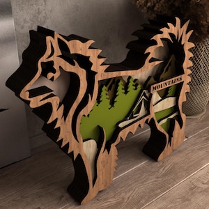 Hond meerlaagse svg, dxf voor lightburn, Glowforge, handgemaakte Alaskan Malamute Wooden Art Carving, het perfecte verjaardagscadeau voor hondenliefhebber (X43)