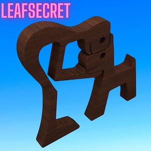 Man and Dog Figurin Decor Ornaments Wooden Heart Craft Statue Home Decoration Cute Human Sculpture Craft Gift(H1)