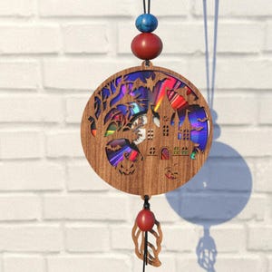 Halloween, Hexe, Horror, Cnc-Vorlage Suncatcher, Reflektierende Pappe, Wiederverwendung von DVDs, CD, Laser Cut-Datei, Cnc-Vorlage, SVG, PDF,DXF,S65