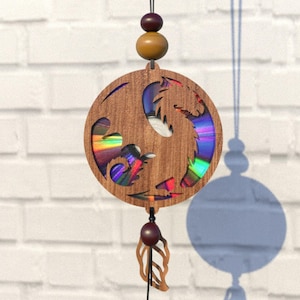 Vuurdraak dier Svg Suncatcher, Kerstmis, reflecterend karton, hergebruik van dvd's, cd, lasergesneden bestand, CNC-sjablonen, SVG, pdf, DXF, S75