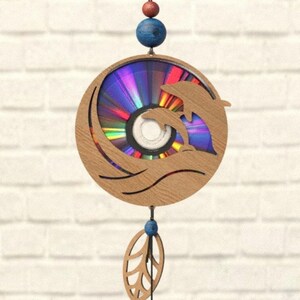 Delfin Fisch Suncatcher,Reflexionskarton,zur Weiterverwendung von DVDs,Cd,Laser Cut,Cnc Vorlagen,SVG,PDF,DXF,Suncatcher Glowforge svg,Foil,S5
