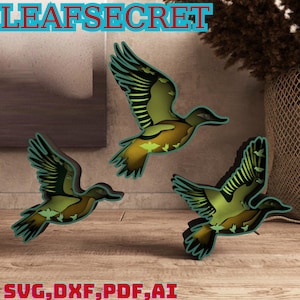 Skurril 3D Holz Kunst hängende Ornamente Vogel SVG, Laser geschnitten Datei, geschichtet, mehrschichtige Kunst Stück für Glowforge, 8 Schicht, 3 Vögel (X83)
