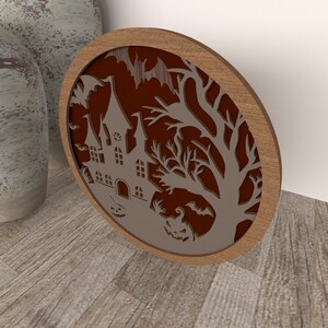 Circle Halloween View Svg,Scene,Shadowbox,Multilayer,3 Layer,Lightburn Svg,Glowforge,Cricut Svg Files,Laser Cut files,Glowforge,Cricut(L39A)