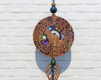 Blumen Katze Suncatcher Laser Cut Datei: Regenbogen Fensterbild (SVG, DXF, digitaler Download)