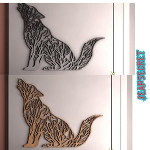 Sitting wolf wall art metal or wood svg,dxf,dwg,Eps,pdf,mandala,tree wolf,plasma cut file,Cnc cut files,wall art