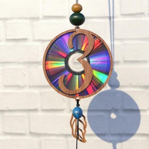Número Três,3 Svg Cnc Template Suncatcher,Dreamcatcher,Papelão Refletivo,Reutilização Dvd,Cd,Arquivo de Corte a Laser,CncTemplate,SVG,PDF,DXF,S64-3