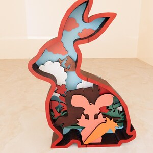 Sculpture 3D animal de la forêt, lapin sculpté 3D en bois Svg lightburn, Glowforge, Silhouette, Cricut Svg, fichiers découpés au laser dxf, fichiers 3D, 12 couches (X42)