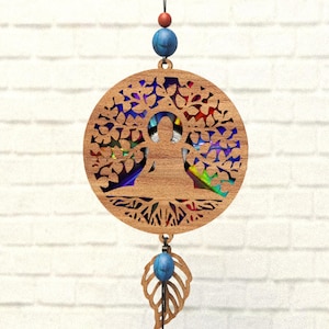 Buddha YogaSvg Suncatcher,Reflektierende Pappe,Wiederverwendung von Dvds,Cd,Laser Cut Datei,Cnc Template,SVG,PDF,DXF,Suncatcher Glowforge,Svg,S33
