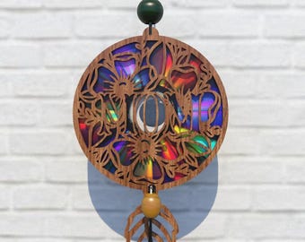 Blume,Blütenmuster,Sonnenfänger, Mutter Tag svg,cnc vorlage,reflektierende Pappe,wiederverwendbare dvds,cd,laser cut datei,svg,pdf,dxf,catcher-S214