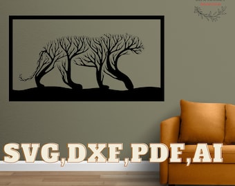 Tiger Wall Art, Laser Cut Files (SVG, DXF, PDF)
