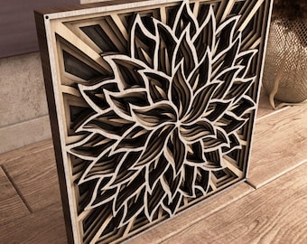 3D Mandala Flower Shadowbox SVG: Laser Cut Wall Art (Digital Download