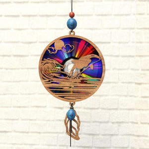 Fische schwimmen in der Meereswelle Suncatcher,Reflexionskarton,Cnc Template,Cnc Template,Cnc Template,Svg,Svg,Svg,PDF,DXF