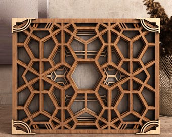 Helig geometri 3D Shadowbox SVG: Laserskuren väggkonst (digital nedladdning P68)