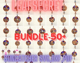 Bundle-50-Package-50 Svg Suncatcher,Cricut,Reflective Cardboard,Repurposing Dvds,Cd,Laser Cut File,Cnc Template,SVG,PDF,DXF,Suncatcher