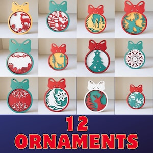 3D Christmas Ornament SVG Bundle: Laser Cut Bauble Designs (Digital Download)