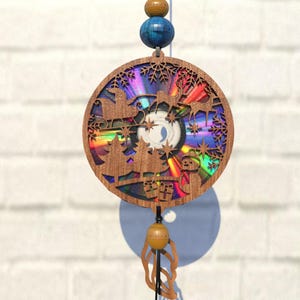 Weihnachtsmann Schlitten,Weihnachten Suncatcher Dxf,Pdf,Svg Schablone,Reflektierende Pappe,Recycling für DVDs,Cd, Laser Cut Datei Vorlage, S94