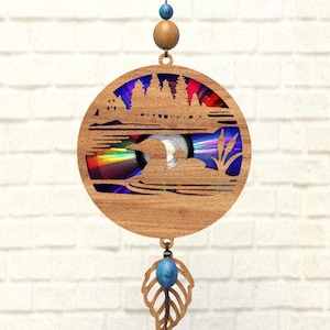 Ente schwimmen im See,Suncatcher,Reflexionskarton,Repurposing Dvds,Cd,Laser Cut Datei,Cnc Template,SVG,PDF,DXF,Suncatcher,S36