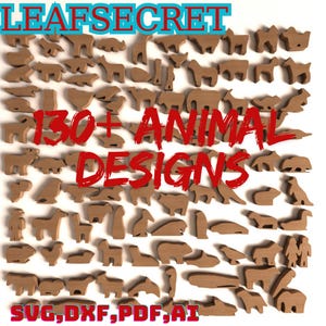 Modelo de quebra-cabeça de animais de madeira 3D com mais de 130 animais, quebra-cabeça de madeira Svg, Dxf, PDF, EPS, estátua de animal de madeira, decoração para casa (AS130)