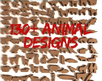 3d-tier 130+ Holztiere Jigsaw Vorlage Tier Holzpuzzle SVG, Dxf, Pdf, Eps Holztier Handwerk Statue Dekoration(AS130)