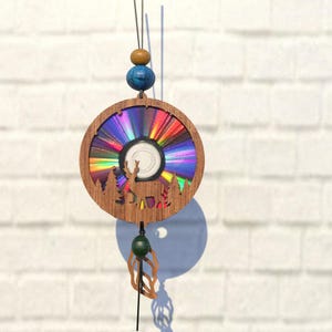 Reh mit Wald Suncatcher SVG, Schablone, Reflektierender Karton, Wiederverwendbare Dvds, Cd, Laser Cut Datei, Cnc Vorlage, SVG, PDF,DXF,S97