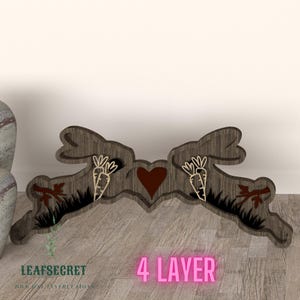 3d Kaninchen in Liebe Multilayer, Tier, 4-Schicht, Lightburn svg, Digital File Laser Cut Dateien Multilayer Wolf Art, Glowforge SVG, DXF, Mandala(L8)