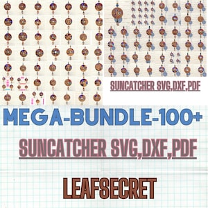 Mega Bundle - 100 Svg Suncatcher, Corte láser, Cricut, Cartón reflectante, DVD reutilizados, CD, Archivo cortado con láser, Plantilla CNC, SVG, PDF, DXF, Atrapasol