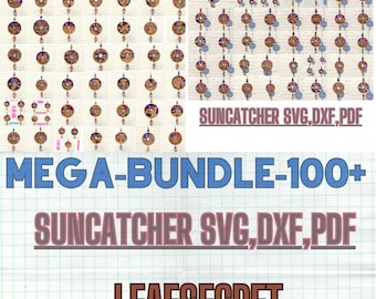 Mega Bundle-100 Svg Suncatcher,Laser Cut,Cricut,Reflective Cardboard,Repurposing Dvds,Cd,Laser Cut File,Cnc Template,SVG,PDF,DXF,Suncatcher