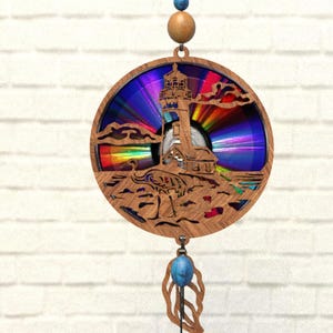 Farol Svg Cnc Template Suncatcher, Papelão Refletivo, Reutilização de DVDs, CD, Arquivo de Corte a Laser, Template Cnc, SVG, PDF, DXF, Suncatcher S14