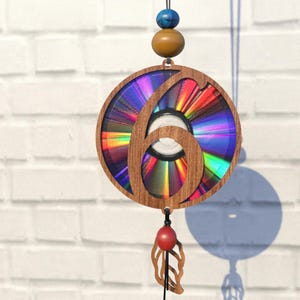 Number Six, 6 SVG-cnc-sjabloon Suncatcher, dromenvanger, reflecterend karton, hergebruik van dvd, cd, lasergesneden bestand, CNC-sjabloon, SVG, pdf, dxf, S64-6