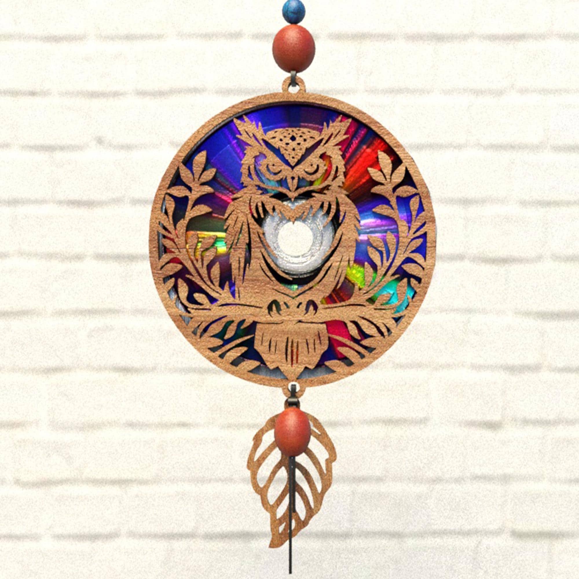 Owl Animal Svg Cnc Template Suncatcher,Reflective Cardboard,Repurposing Dvds,Cd,Laser Cut File,Cnc T