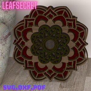 Circle flower mandala,Wall-art SVG,Multilayer Cut File,3d Shadowbox Rectangle Cut File,6 Layer Art Piece for Glowforge,MultiLayer Laser(L23)