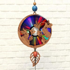 Kuh und Ochse Aufdruck Suncatcher,Reflektionskarton,Repurposing Dvds,Cd,Laser Cut Datei,Cnc Template,SVG,PDF,DXF,Suncatcher Glowforge svg,S10