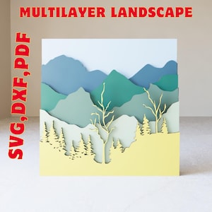 3D-Multilayer Landspace View Art Glowforge SVG, DXF,Mandala,5 layer Laser cut files,CNC plan Multilayer Layered Cricut Cnc Cut files(L87)