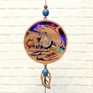 Delfin TiereSvg Suncatcher,Reflexionskarton,für Dvds,Cd,Laser Cut Datei,Cnc Vorlage,SVG,PDF,DXF,Suncatcher,S42