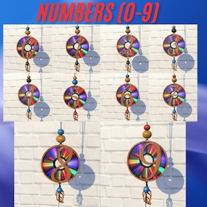 Números 0-9 Pacote Svg Suncatcher, Cricut, Papelão Refletivo, DVDs Reutilizáveis, CD, Arquivo de Corte a Laser, Modelo CNC, SVG, PDF, DXF, Suncatcher (S64)
