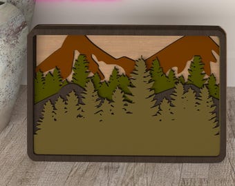 Mountain Forest Shadowbox SVG: Multilayer Laser Cut Files