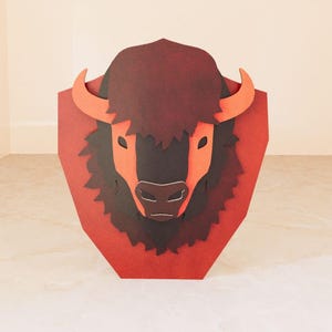 Layered Wooden Buffalo: 3D Laser Cut File (SVG, DXF, PDF)