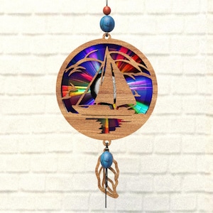 SegelschiffSvg Suncatcher,Reflexionskarton,Umwandlung von Dvds,Cd,Laser Cut Datei,Cnc Template,SVG,PDF,DXF,Suncatcher,S53
