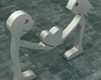 Man and Woman Wood Sculpture: Heart Decor, Craft Gift (Digital Template)