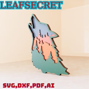 Wolf Laser SVG, Laser Cut File, 3d Shadowbox Wolf Cut File, Layered Wolf, 7 Layer Art Piece for Glowforge, Wolf Multi Layer Laser Cut(X74)