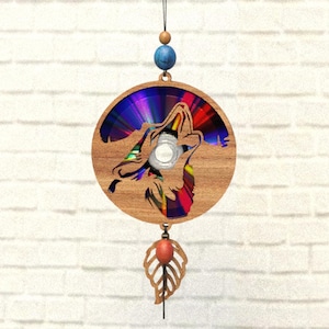 Howling WolfSvg Suncatcher,Reflektionskarton,Umwandlung Dvds,Cd,Laser Cut Datei,Cnc Template,SVG,PDF,DXF,Suncatcher Glowforge,Svg,S22