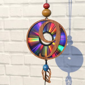 Número Nove, 9 Svg Cnc Template Suncatcher, Dreamcatcher, Papelão Refletivo, Reutilização Dvd, Cd, Arquivo de Corte a Laser, CncTemplate, SVG, PDF, DXF, S64-9