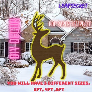 2,4,6 FT Christmas DIY Letter Template Deer,Printable PDF Reindeer Stencil Template,Outdoor Christmas Stencils,Silhouettes,Garden Decor,(D1)