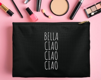 Cosmetic bag Bella Ciao, funny makeup bag organizer, make-up bag, bag period gift for girlfriend, grass storage