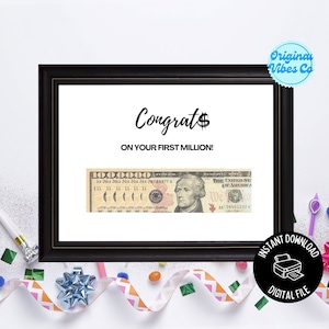 Plantilla de regalo de tarjeta de dinero, primer millón de felicitaciones, ideas de regalos de dinero, caja de plantilla de tarjeta de regalo de Navidad PDF, regalo de dinero creativo de un millón